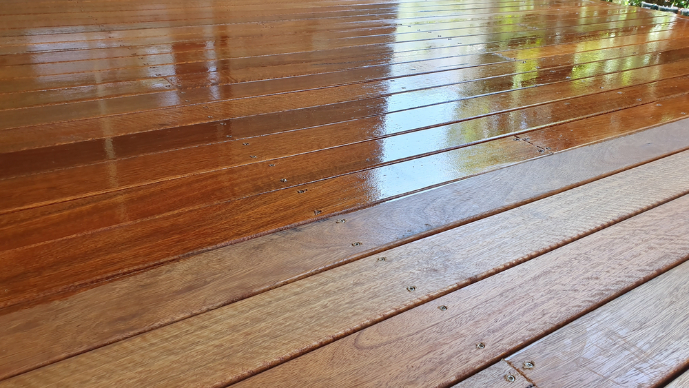 Australian,Spotted,Gum,Deck,Being,Stained,For,The,First,Time