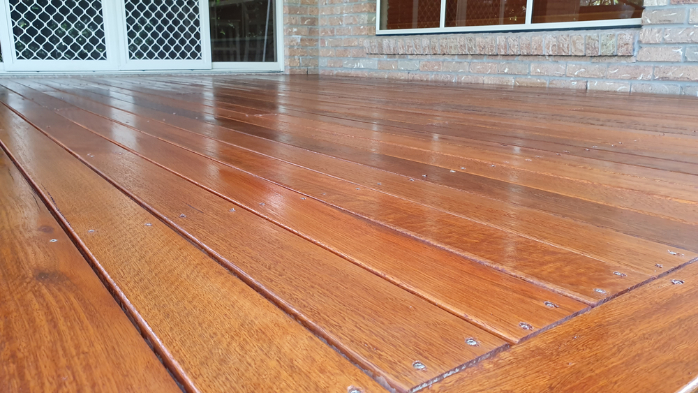 Australian,Spotted,Gum,Deck,Being,Stained,For,The,First,Time